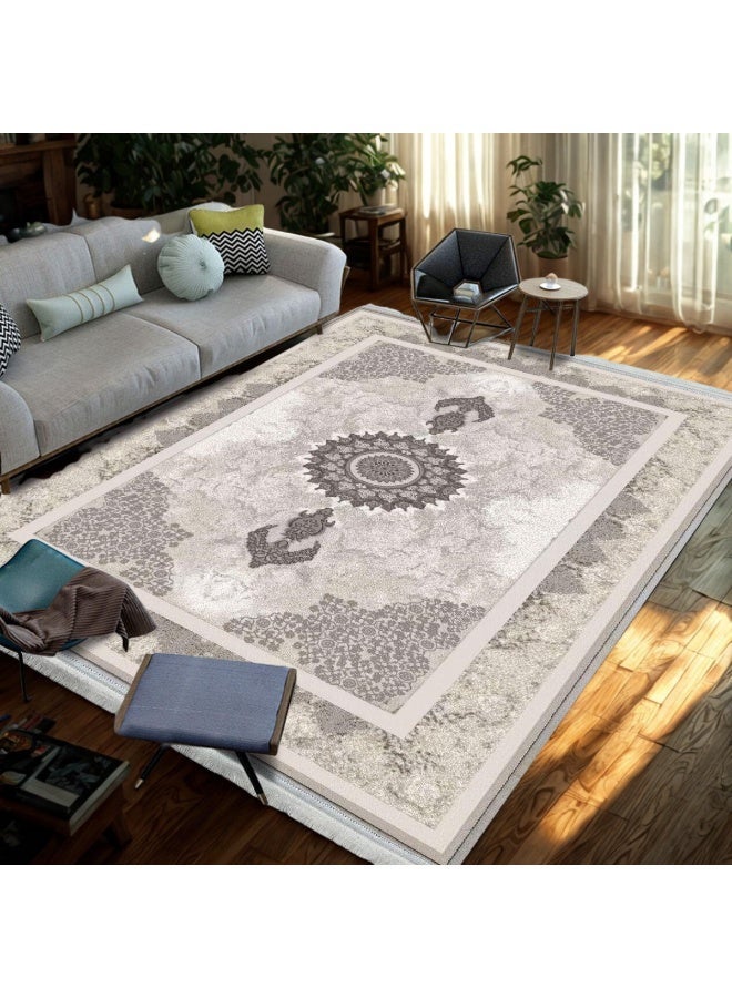 SMART HOME Large padded floor mat with a soft velvet surface and non-slip backing - Living room rug - Majlis rug - Lounge rug - Luxurious decorative rug - Elegant rug with modern patterns for living rooms and majlis - Size 350x250 cm - Suitable for everyday use and entertaining - Image 4